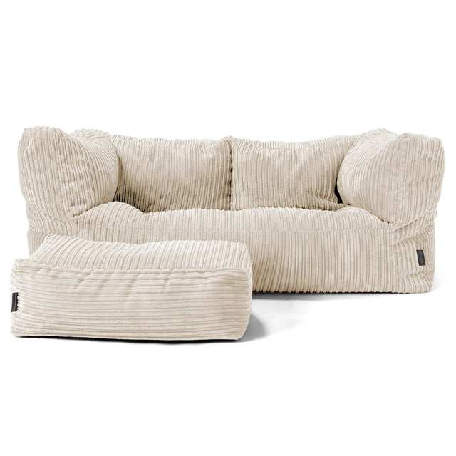 The 2 Seater Albert Sofa Bean Bag - Cord Cream