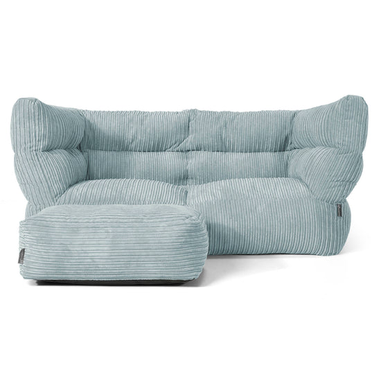 Louis 2 Seater Sofa Bean Bag - Cord Mint Green 02