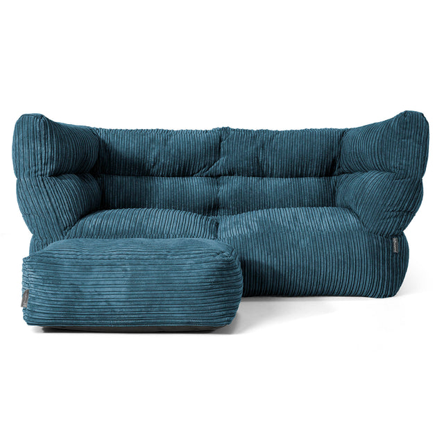 Louis 2 Seater Sofa Bean Bag - Cord Navy Blue 02