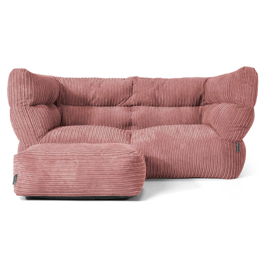 Louis 2 Seater Sofa Bean Bag - Cord Peach 02