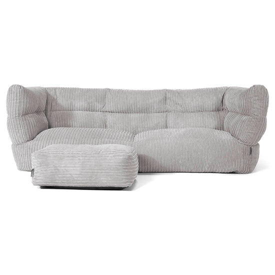 Louis 3 Seater Sofa Bean Bag - Cord Silver Grey 02