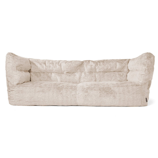 Louis 3 Seater Sofa Bean Bag - Fluffy Faux Fur Rabbit Golden Brown 01