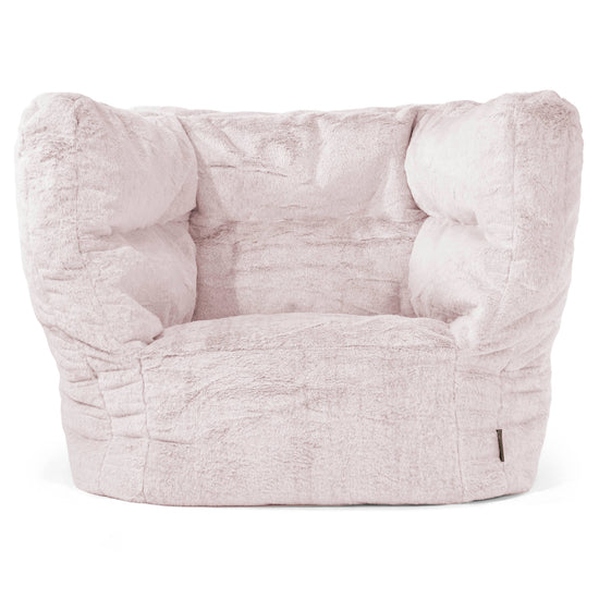 Louis Armchair Bean Bag - Fluffy Faux Fur Rabbit Dusty Pink 01