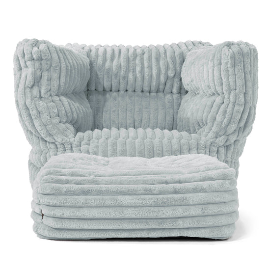 Louis Armchair Bean Bag - Ultra Plush Cord Duck Egg Blue 02