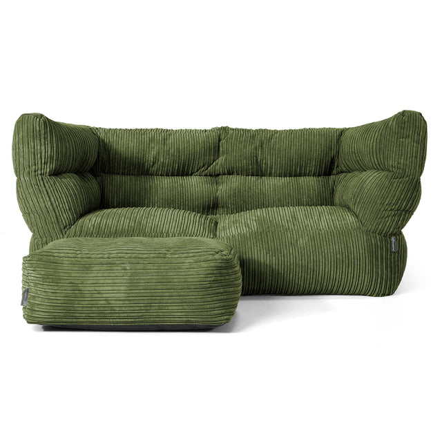 The 2 Seater Albert Sofa Bean Bag 2.0 - Cord Forest Green 02