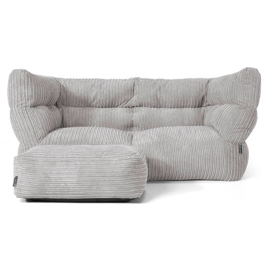 The 2 Seater Albert Sofa Bean Bag 2.0 - Cord Silver Grey 02