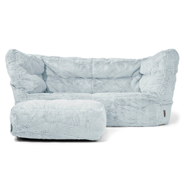The 2 Seater Albert Sofa Bean Bag 2.0 - Fluffy Faux Fur Rabbit Dusty Blue 02