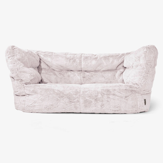The 2 Seater Albert Sofa Bean Bag 2.0 - Fluffy Faux Fur Rabbit Dusty Pink 01
