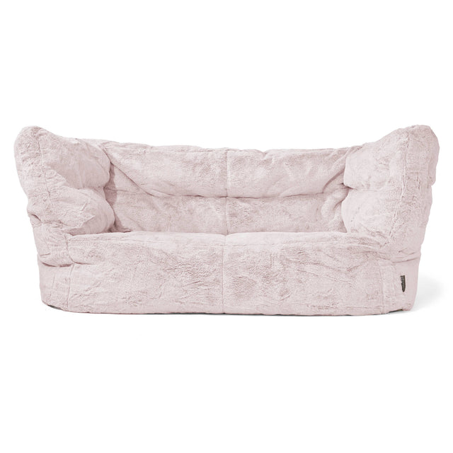 The 2 Seater Albert Sofa Bean Bag 2.0 - Fluffy Faux Fur Rabbit Dusty Pink 01