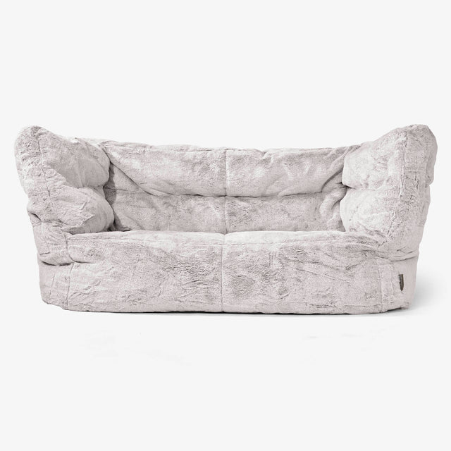 The 2 Seater Albert Sofa Bean Bag 2.0 - Fluffy Faux Fur Rabbit Light Grey 01