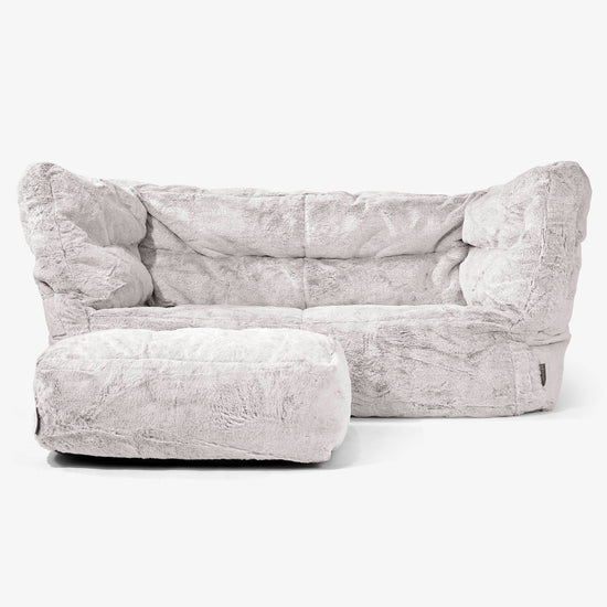 The 2 Seater Albert Sofa Bean Bag 2.0 - Fluffy Faux Fur Rabbit Light Grey 02