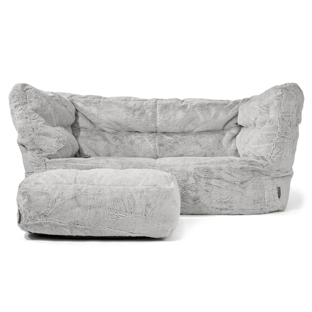 The 2 Seater Albert Sofa Bean Bag 2.0 - Fluffy Faux Fur Rabbit Light Grey 02