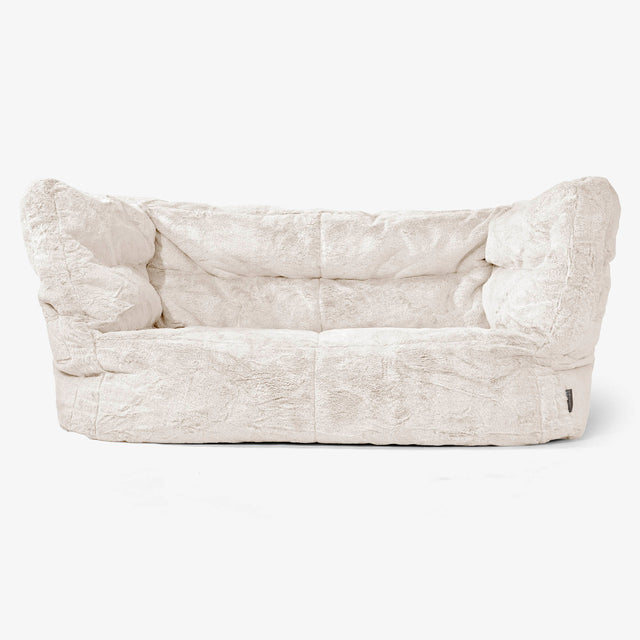 The 2 Seater Albert Sofa Bean Bag 2.0 - Fluffy Faux Fur Rabbit White 01