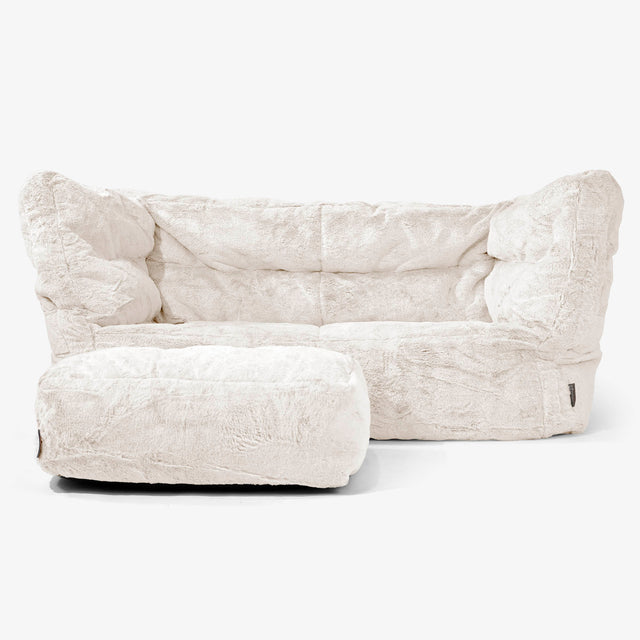 The 2 Seater Albert Sofa Bean Bag 2.0 - Fluffy Faux Fur Rabbit White 02