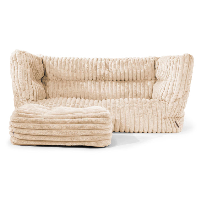 The 2 Seater Albert Sofa Bean Bag 2.0 - Ultra Plush Cord Cream 02