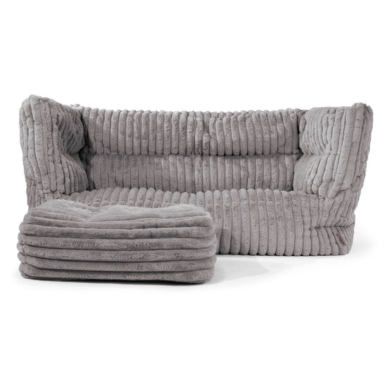 The 2 Seater Albert Sofa Bean Bag 2.0 - Ultra Plush Cord Grey 02