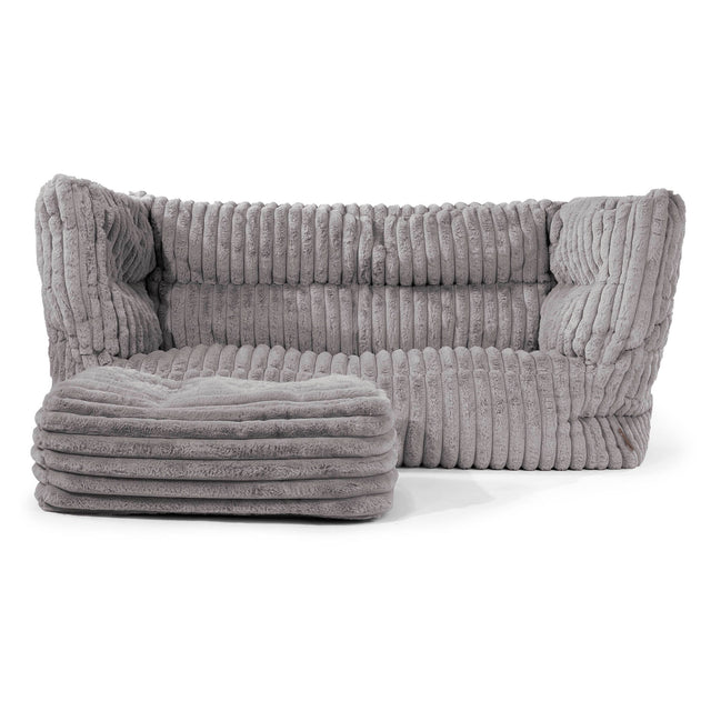 The 2 Seater Albert Sofa Bean Bag 2.0 - Ultra Plush Cord Grey 02