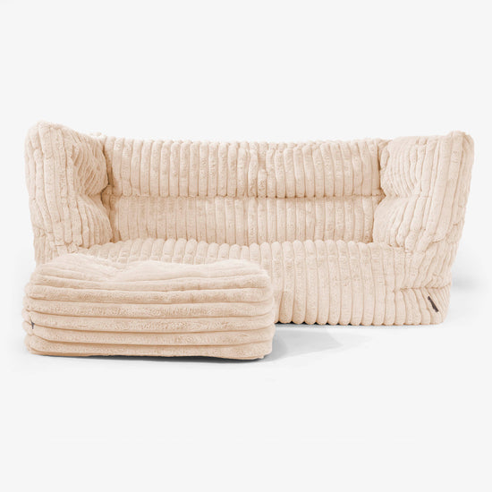 The 2 Seater Albert Sofa Bean Bag 2.0 - Ultra Plush Cord Peach 02