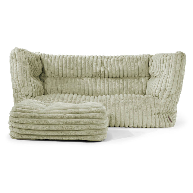 The 2 Seater Albert Sofa Bean Bag 2.0 - Ultra Plush Cord Sage Green 02