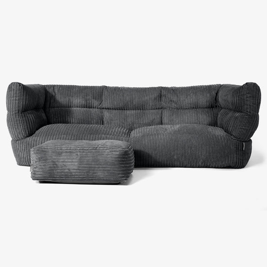 The 3 Seater Albert Sofa Bean Bag 2.0 - Cord Black 02