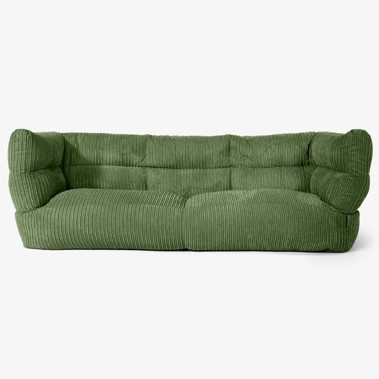 The 3 Seater Albert Sofa Bean Bag 2.0 - Cord Forest Green 01