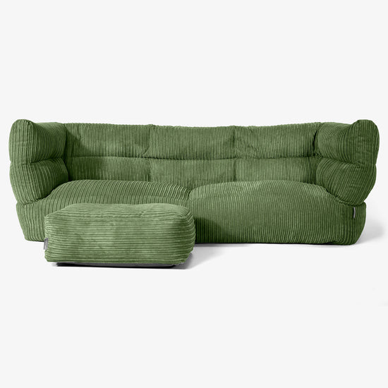 The 3 Seater Albert Sofa Bean Bag 2.0 - Cord Forest Green 02