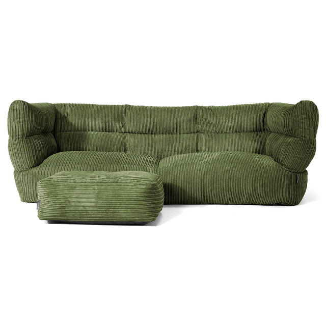 The 3 Seater Albert Sofa Bean Bag 2.0 - Cord Forest Green 02
