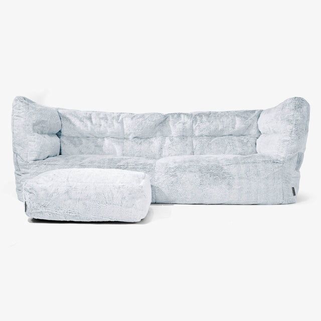 The 3 Seater Albert Sofa Bean Bag 2.0 - Fluffy Faux Fur Rabbit Dusty Blue 02