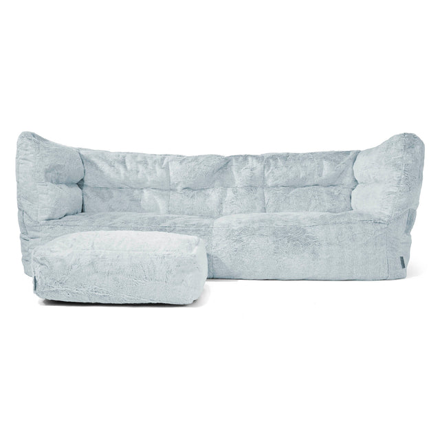 The 3 Seater Albert Sofa Bean Bag 2.0 - Fluffy Faux Fur Rabbit Dusty Blue 02
