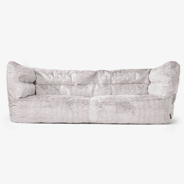 The 3 Seater Albert Sofa Bean Bag 2.0 - Fluffy Faux Fur Rabbit Light Grey 01