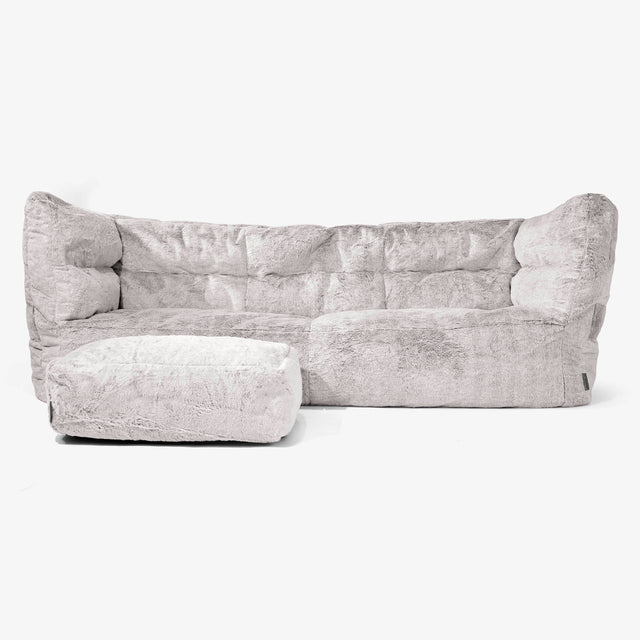 The 3 Seater Albert Sofa Bean Bag 2.0 - Fluffy Faux Fur Rabbit Light Grey 02