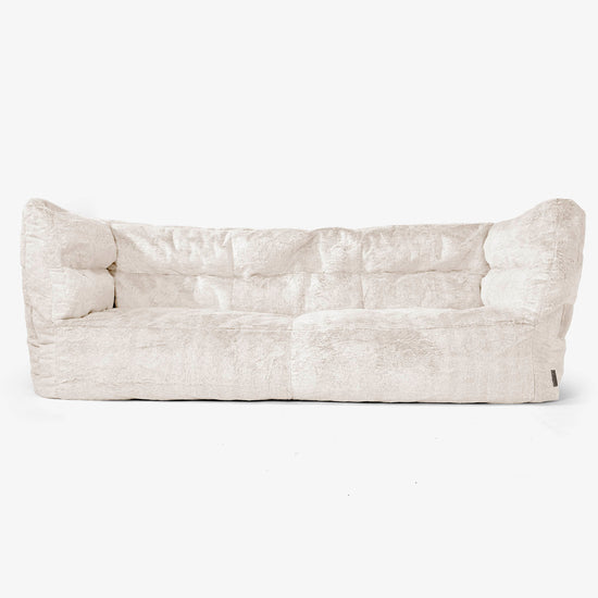 The 3 Seater Albert Sofa Bean Bag 2.0 - Fluffy Faux Fur Rabbit White 01