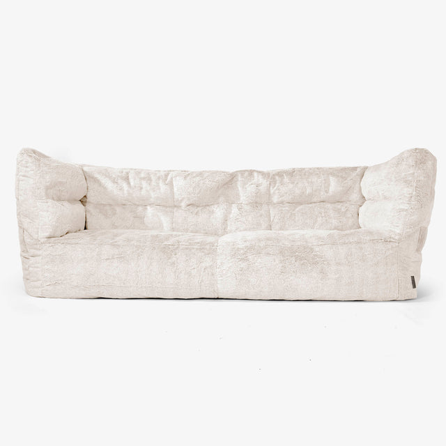 The 3 Seater Albert Sofa Bean Bag 2.0 - Fluffy Faux Fur Rabbit White 01