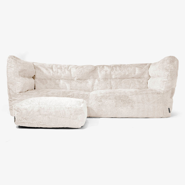 The 3 Seater Albert Sofa Bean Bag 2.0 - Fluffy Faux Fur Rabbit White 02