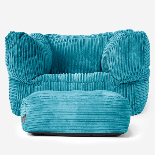 Albert Bean Bag Armchair - Cord Aegean Blue 02