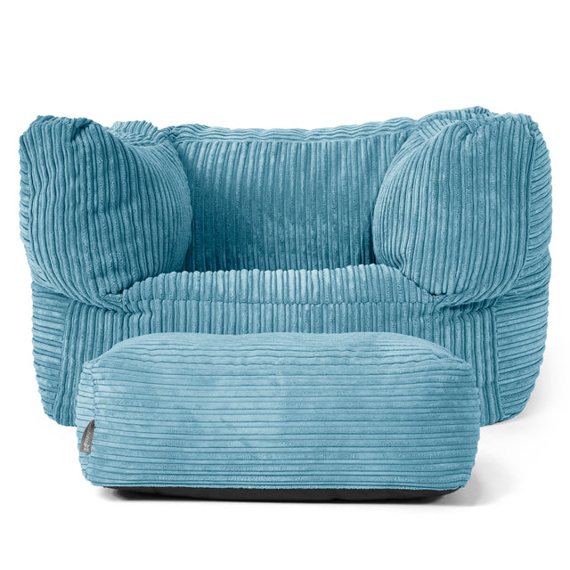 Albert Bean Bag Armchair - Cord Aegean Blue 02