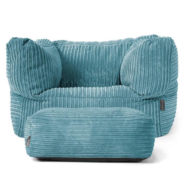 Albert Bean Bag Armchair - Cord Aegean Blue 02