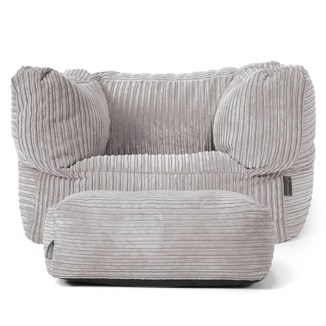Albert Bean Bag Armchair - Cord Aluminium Silver 02