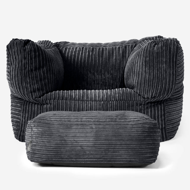 Albert Bean Bag Armchair - Cord Black 02