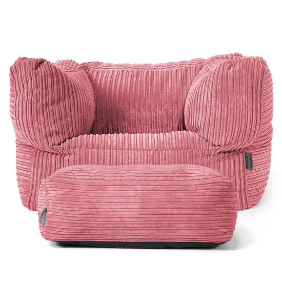 Albert Bean Bag Armchair - Cord Coral Pink 02