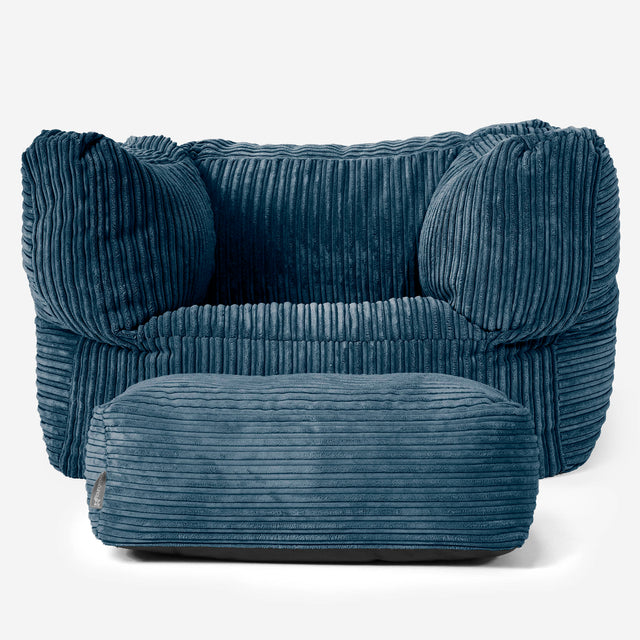 Albert Bean Bag Armchair - Cord Navy Blue 02