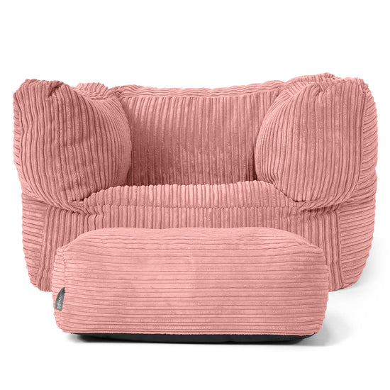 Albert Bean Bag Armchair - Cord Peach 02