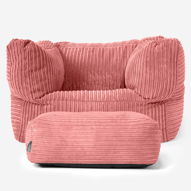 Albert Bean Bag Armchair - Cord Peach 02