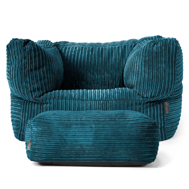 Albert Bean Bag Armchair - Cord Teal Blue 02