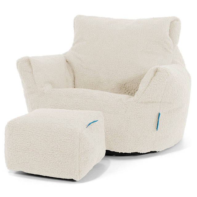 Kids Armchair Bean Bag for Toddlers 1-3 yr - Boucle Ivory 02