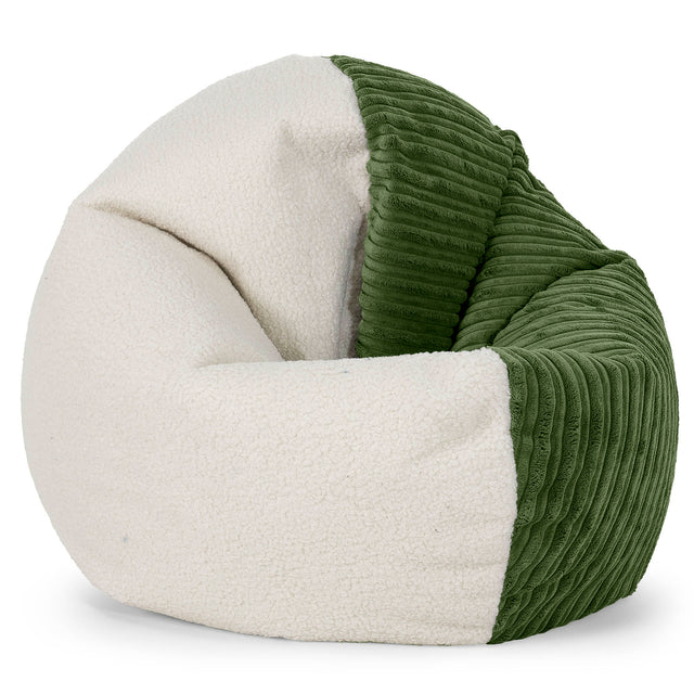 Flexforma Adult Bean Bag Chair - Boucle & Cord Forest Green 01