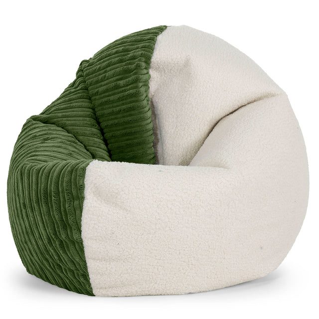 Flexforma Adult Bean Bag Chair - Boucle & Cord Forest Green 01