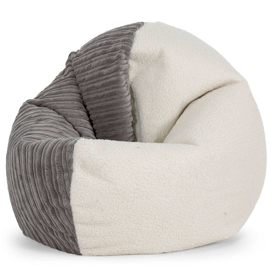 Flexforma Adult Bean Bag Chair - Boucle & Cord Graphite Grey 01