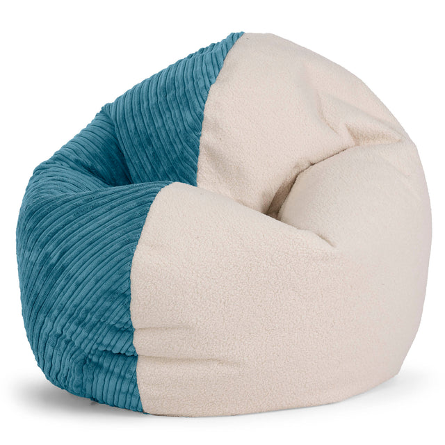 Flexforma Junior Children's Bean Bag Chair 2-14 yr - Boucle & Cord Aegean Blue 01