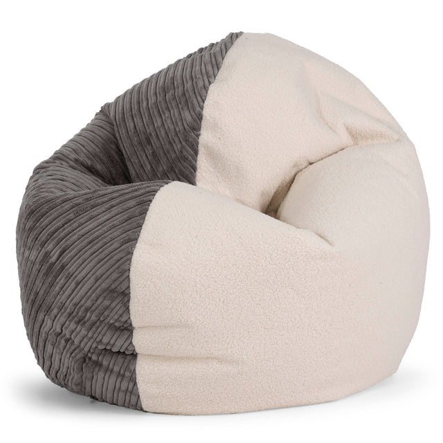 Flexforma Junior Children's Bean Bag Chair 2-14 yr - Boucle & Cord Graphite Grey 01